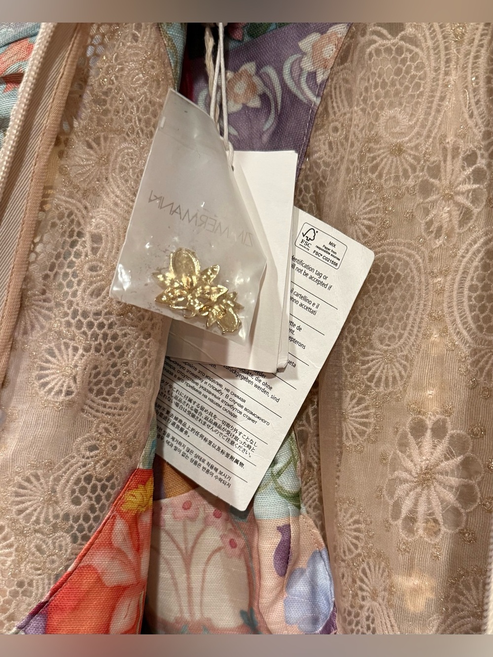 Zimmermann Cosmic Zodiac Doily Mini Dress 0 Floral Tile US 4 Linen Silk Runway - Picture 8 of 16